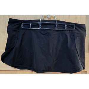 Black Athletic Swim bottom Skort With Built-In Shorts & Pocket For Women